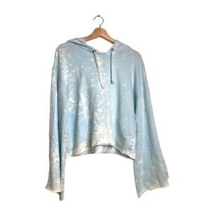 Vintage Havana Womens Distressed Blue Tie Dye Comfy Cozy Hoodie Loungewear M